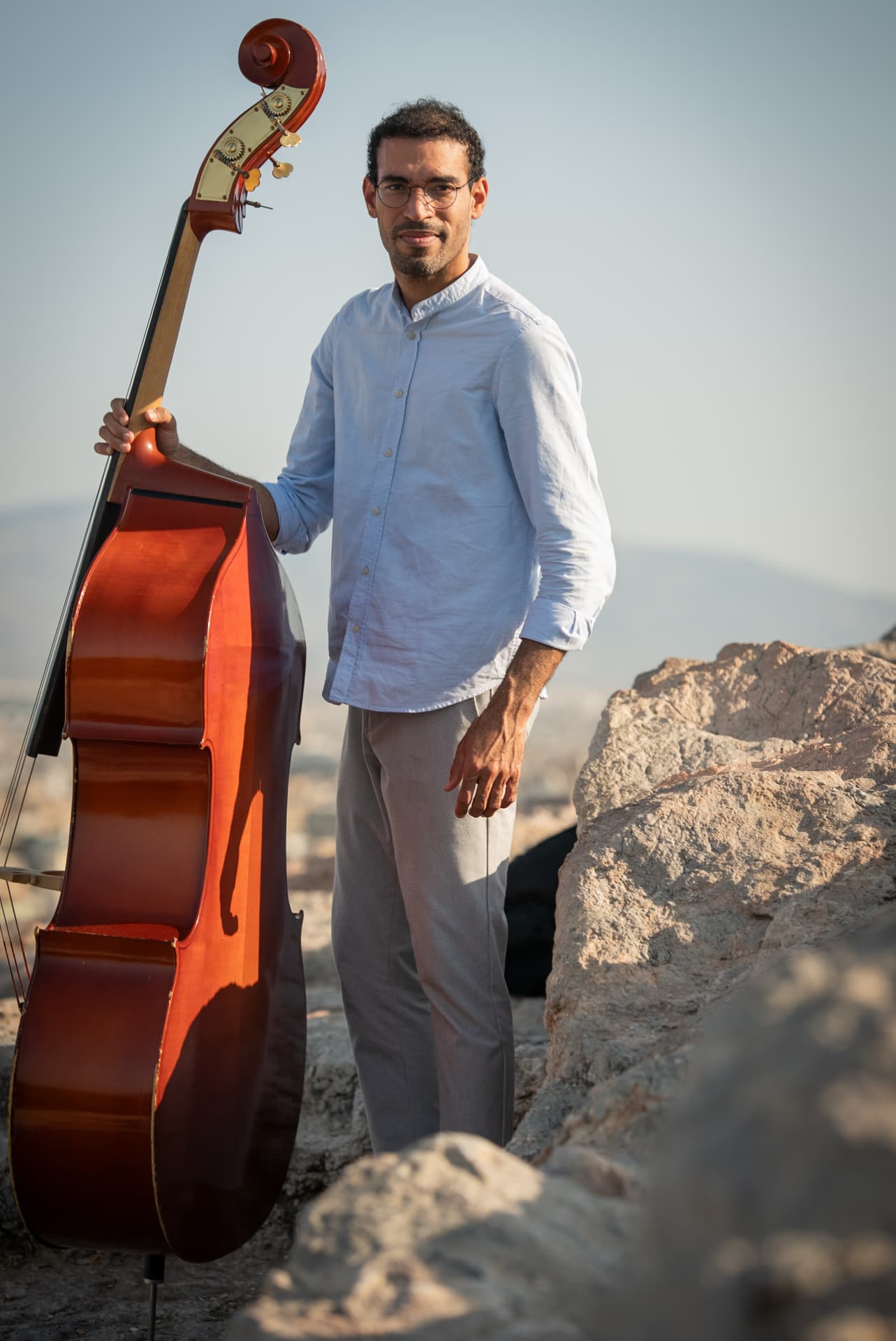 Portrait of Antonino Tertuliano with his double bass